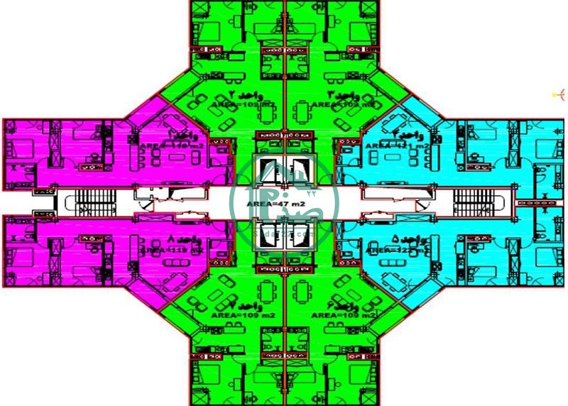 پلان برج های تیپ C پروژه شهید خرازی