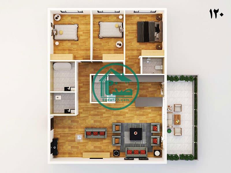 پلان واحد 120 متری ستین