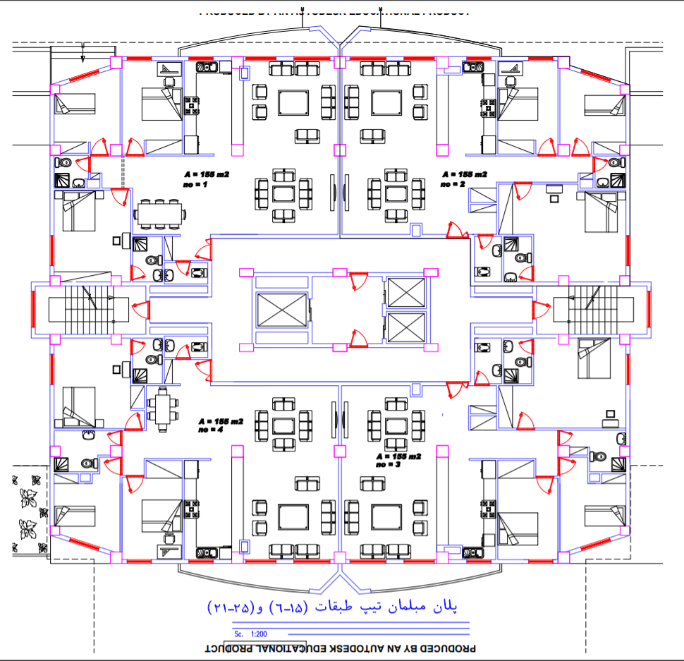 پلان نقشه برج کالج تعاونی کاشانه همت